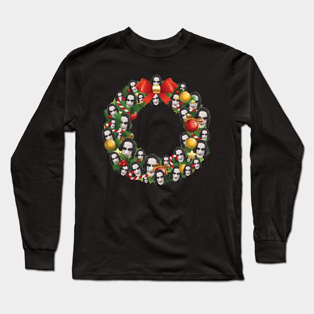 The Crow Multiface Christmas Wreath Long Sleeve T-Shirt by Rebus28